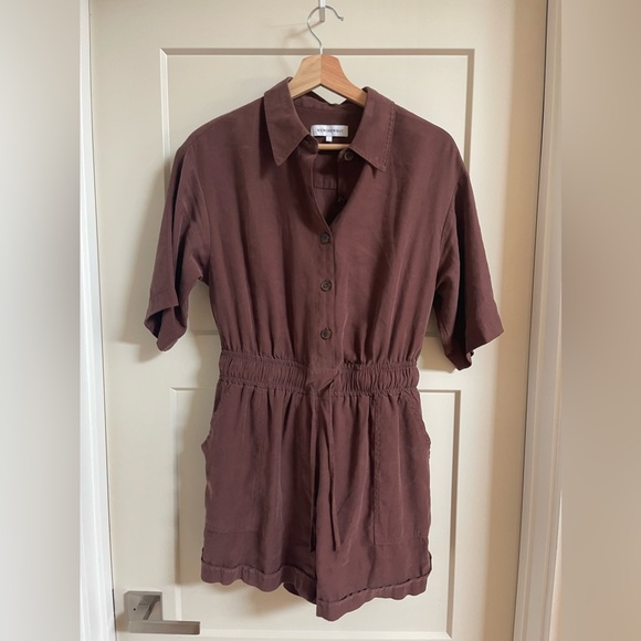 WeWoreWhat Maroon Romper with buttons - Picture 2 of 3